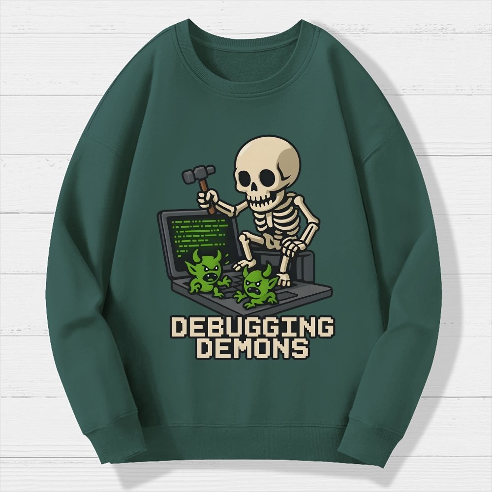Debugging Demons Funny Programmer Geek Cotton Sweatshirt