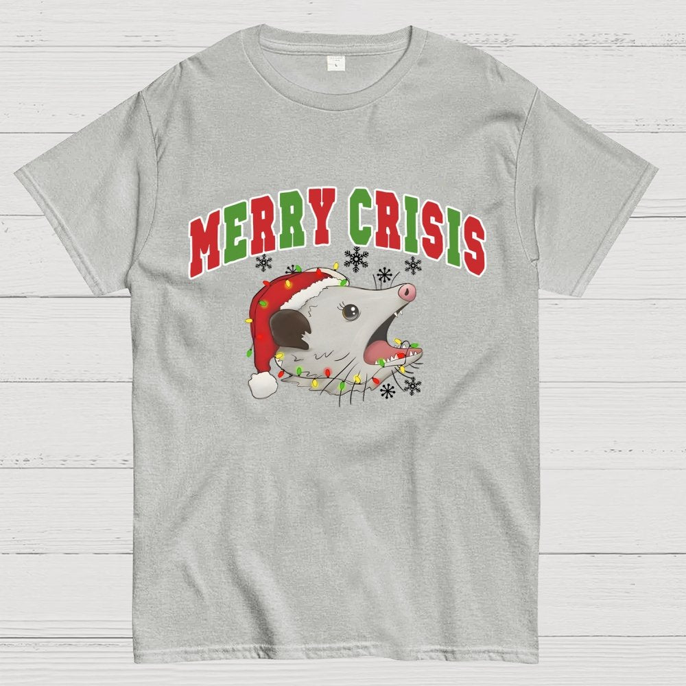 Merry Crisis Opossum Funny Christmas Geek T-Shirt