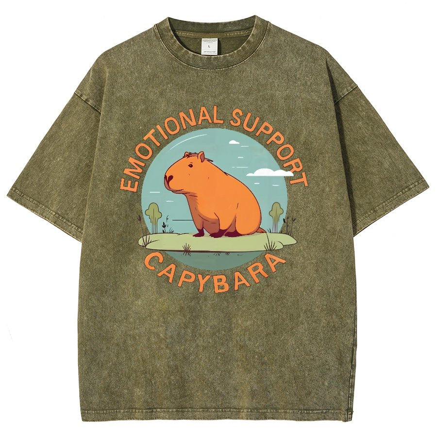 Emotional Support Capybara Vintage Distressed T-shirt