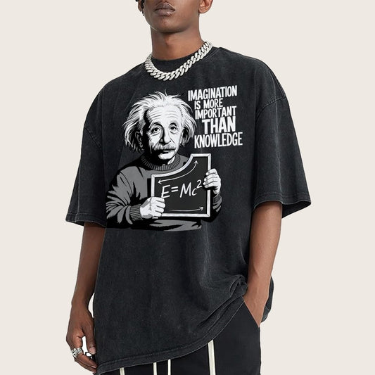 Imagination is more important than knowledge Vintage Distressed T-shirt