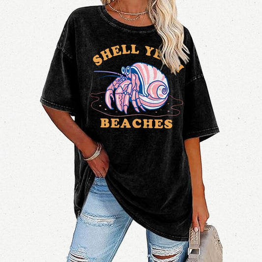 Shell Yeah Beaches Vintage Distressed T-shirt