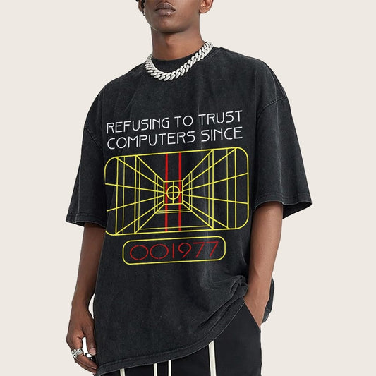 Refusing To Trust Computers Since 1977 Vintage Distressed T-shirt