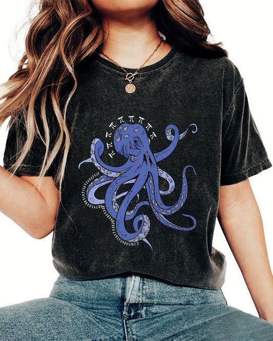Funny Pi Day Octopus Vintage Distressed T-shirt
