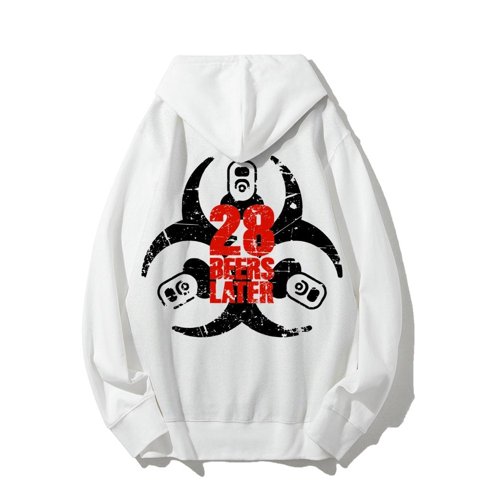 28 beers later Printed Back Unisex Cotton Hoodie