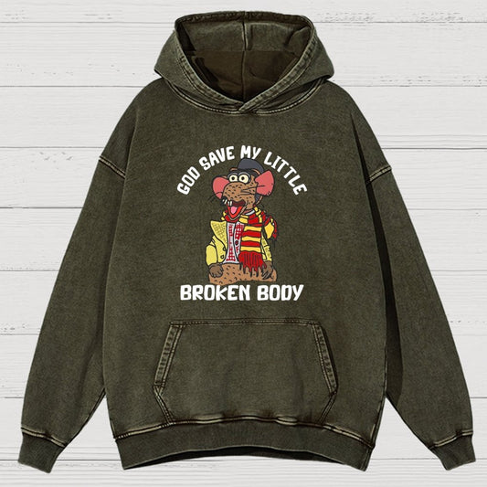 God Save My Little Broken Body Vintage Distressed Hoodie
