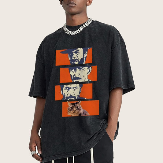 Buono Brutto Cattivo And Cat Vintage Distressed T-shirt