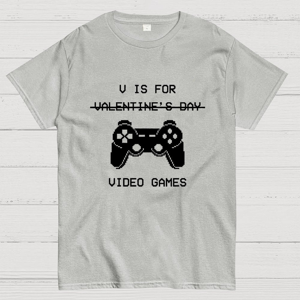 V Is For Video Games - Valentine's Day Geek T-Shirt