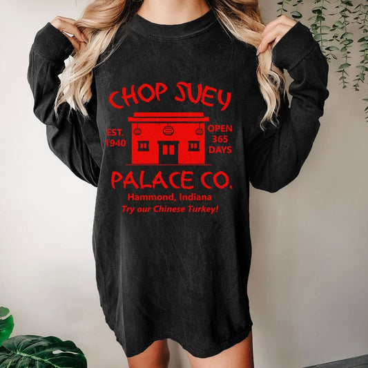Christmas Story Mysterious Eatery Washed Long Sleeve Tee
