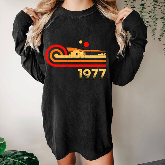 Retro Vintage Desert Planet Washed Long Sleeve Tee