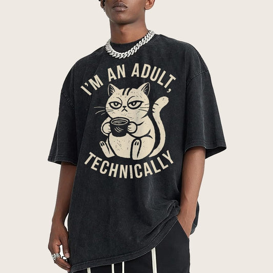 I'm an adult technically Vintage Distressed T-shirt