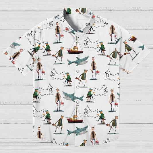 Shark Art Printed Geek Hawaiian Shirt