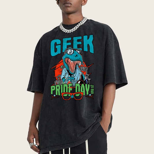 Geek Pride Day Dinosaur Rex Vintage Distressed T-shirt