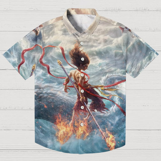 Nezha 2 Sci-Fi Animation Print Geek Hawaiian Shirt