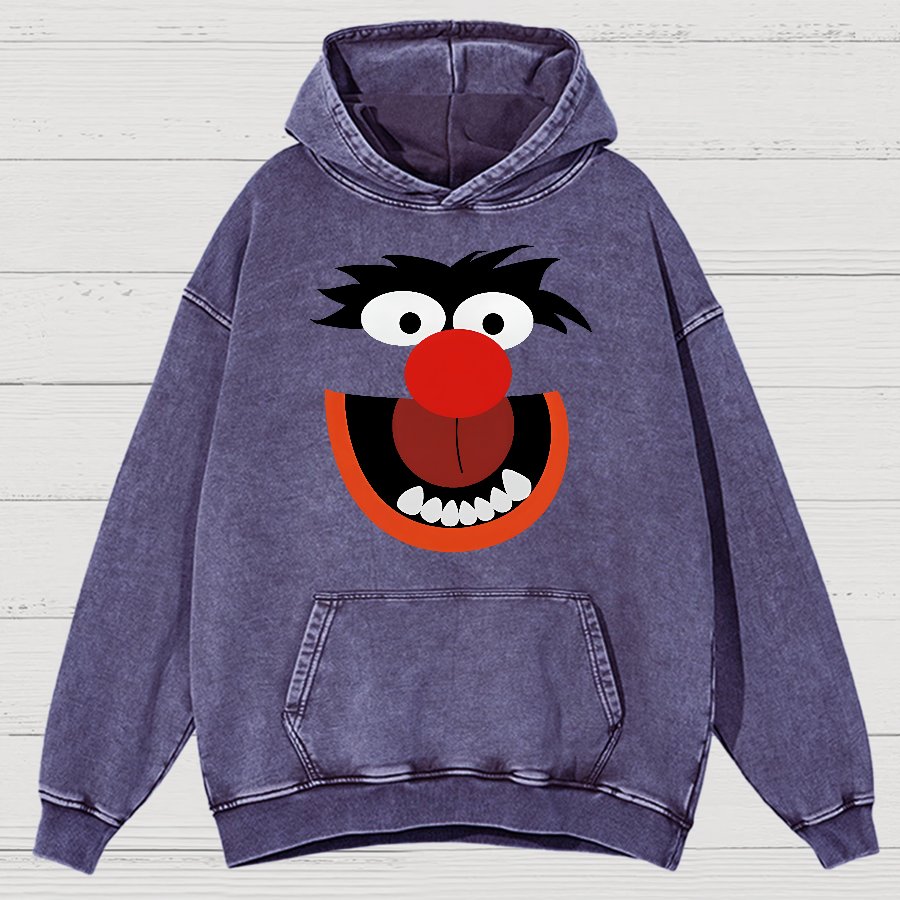 Retro Pop Culture Puppet Face Vintage Distressed Hoodie