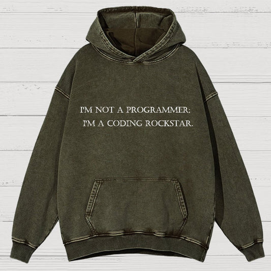 I'm Not A Programmer I'm A Coding Rockstar Nerd Vintage Distressed Hoodie
