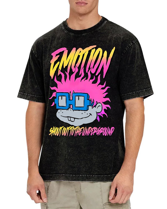 Cartoon Monster Graphic Print Vintage Distressed T-shirt