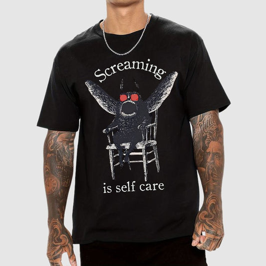 Mothman Screaming Is Self Care Geek T-Shirt