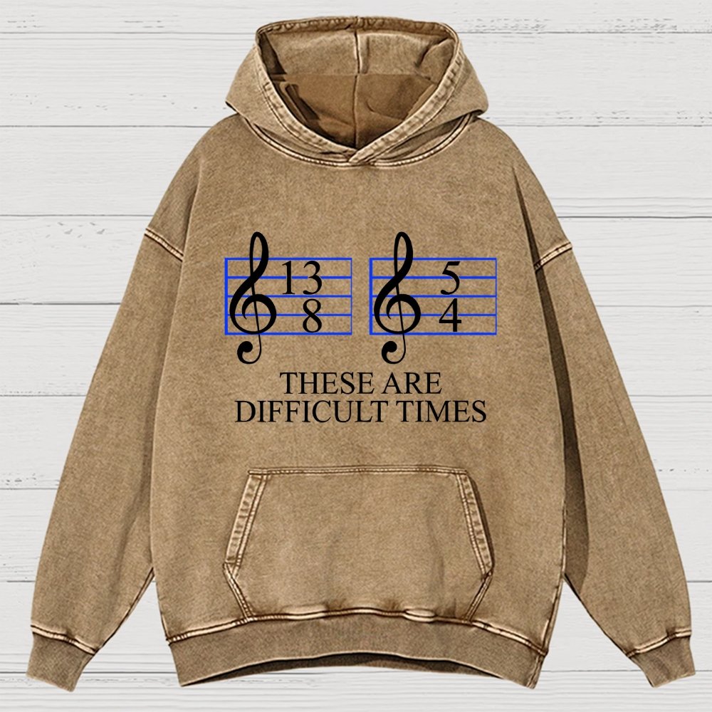 Music Difficult Times Vintage Distressed Hoodie
