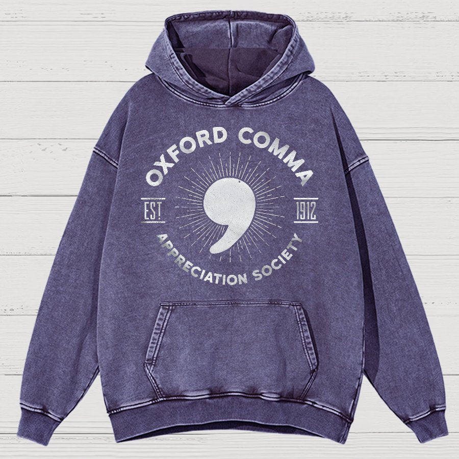 Men's Oxford Comma Appreciation Society Vintage Distressed Hoodie