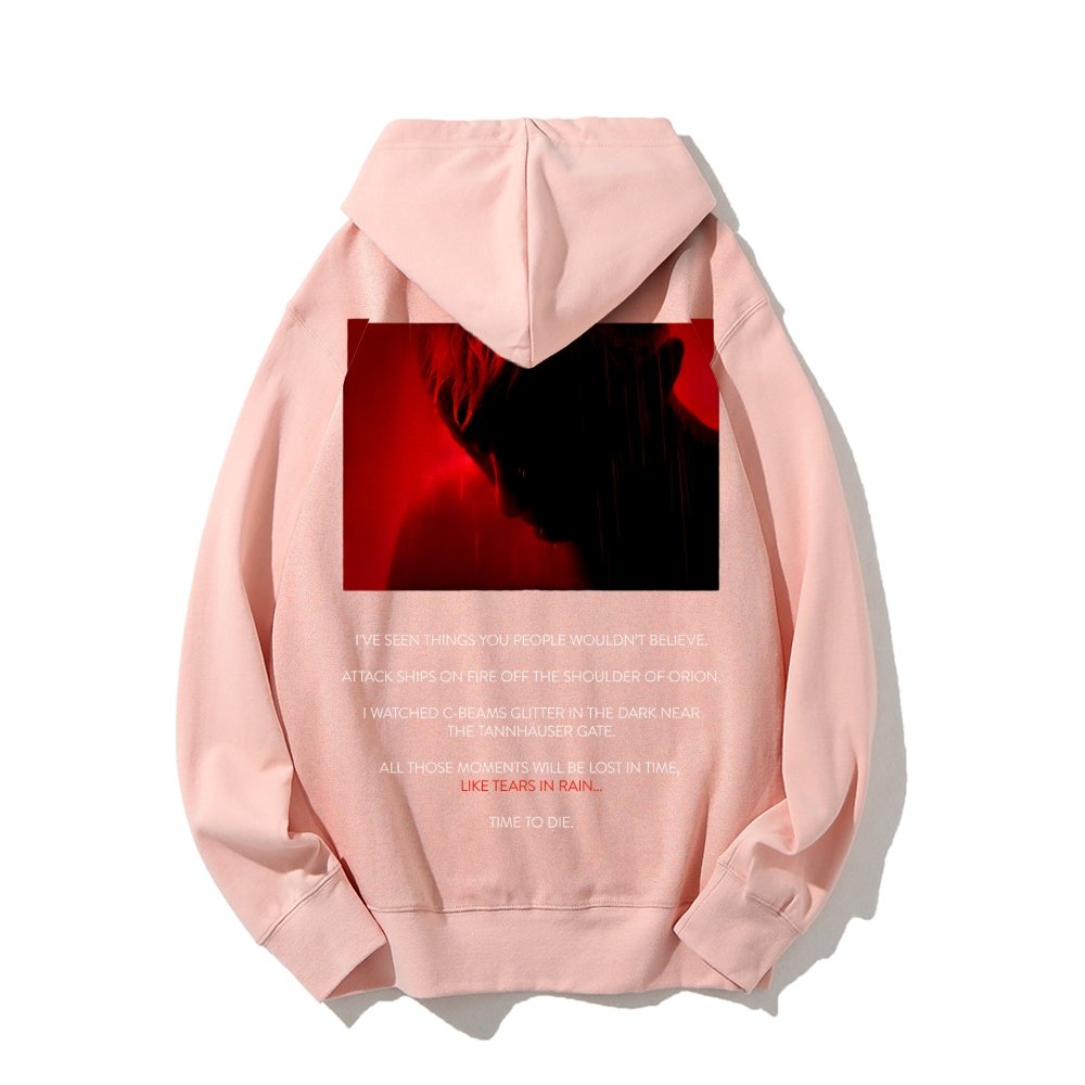 Tears in Rain-Tears in Red-Time to Die Printed Back Cotton Hoodie