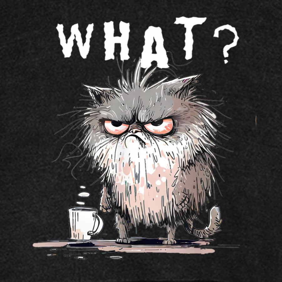 Bad Temper Feline With Coffee Grumpily Catty Funny Vintage Distressed Hoodie