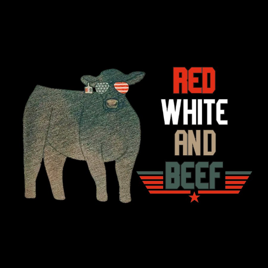 Red White And Beef Cattle Independence Day Geeky T-Shirt