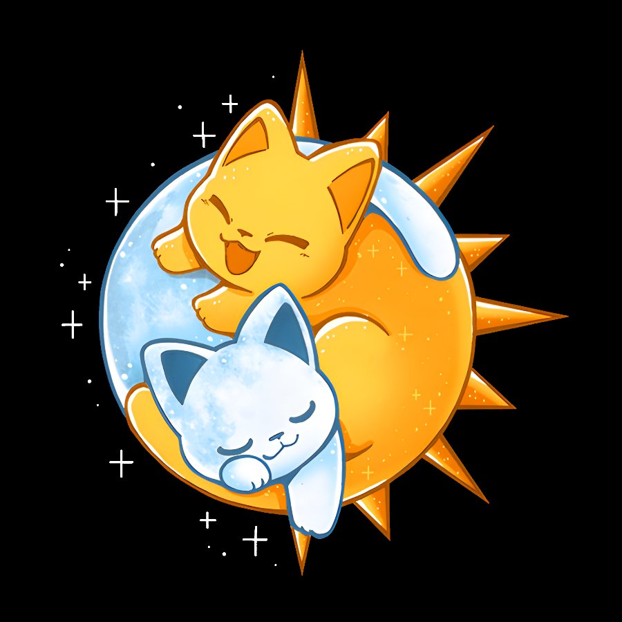 Sun Moon Kittens Geek T-Shirt