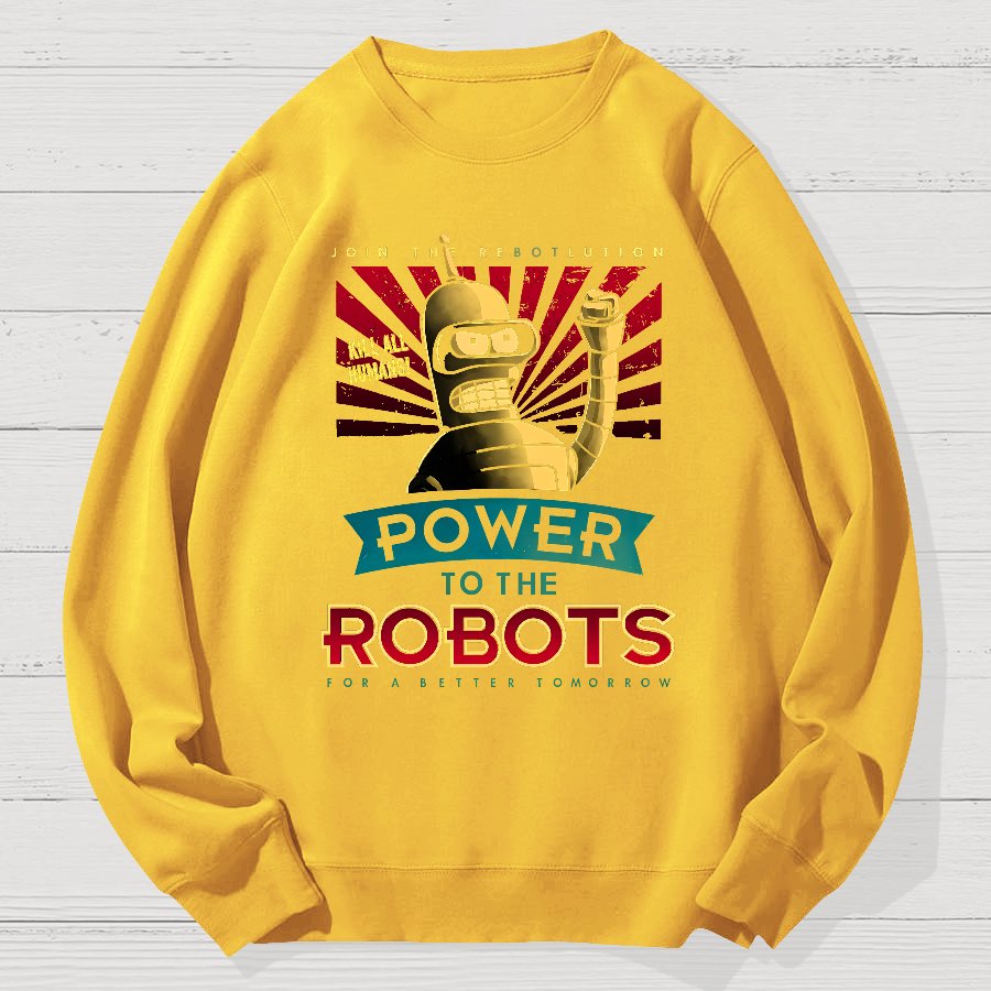 Power To The Robots Geek Cotton Sweatshirt