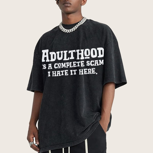 Adulthood Is A Scam Vintage Distressed T-shirt
