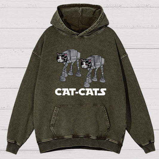 Walking Robot Cat Vintage Distressed Hoodie