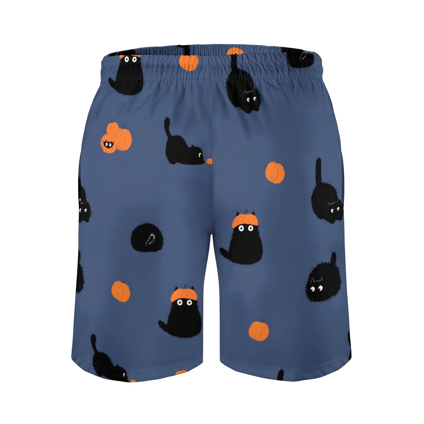Halloween Pumpkin Black Cat Geek Shorts