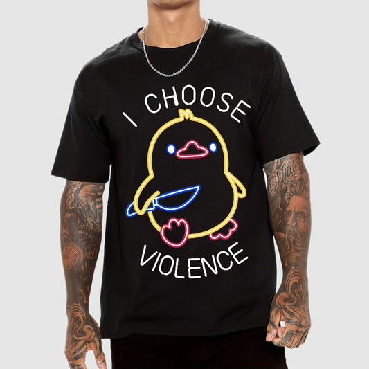 I Choose Violence Neon Funny Duck Geek T-Shirt
