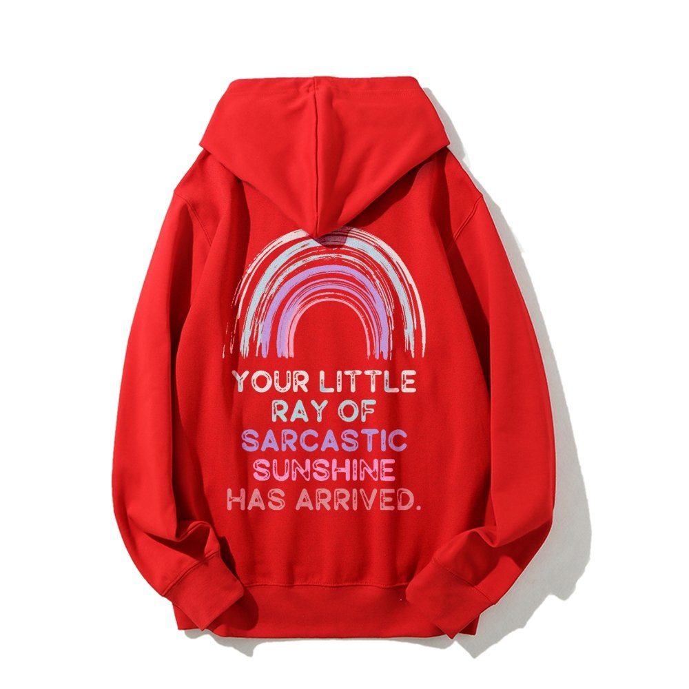 Your Little Ray of Sarcastic Sunshine Has Arrived Printed Back Cotton Hoodie