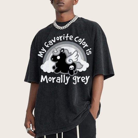 Morally grey unicorn Vintage Distressed T-shirt