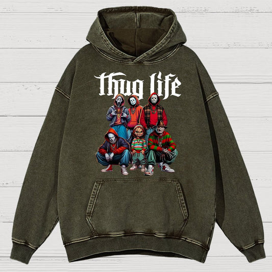 Thug Life Horror Movie Halloween Vintage Distressed Hoodie