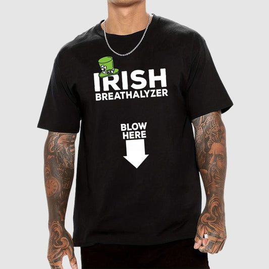 Irish Breathalyzer Blow here Funny St Patrick's Geek T-Shirt