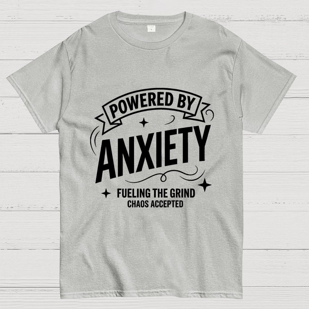 Powered By Anxiety Art Print Geek T-Shirt