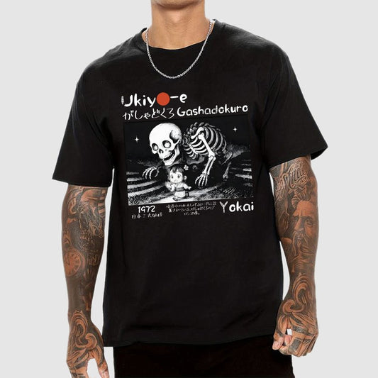 Gashadokuro Skeleton Yokai Ukiyo-e Japanese Unisex Geek T-Shirt