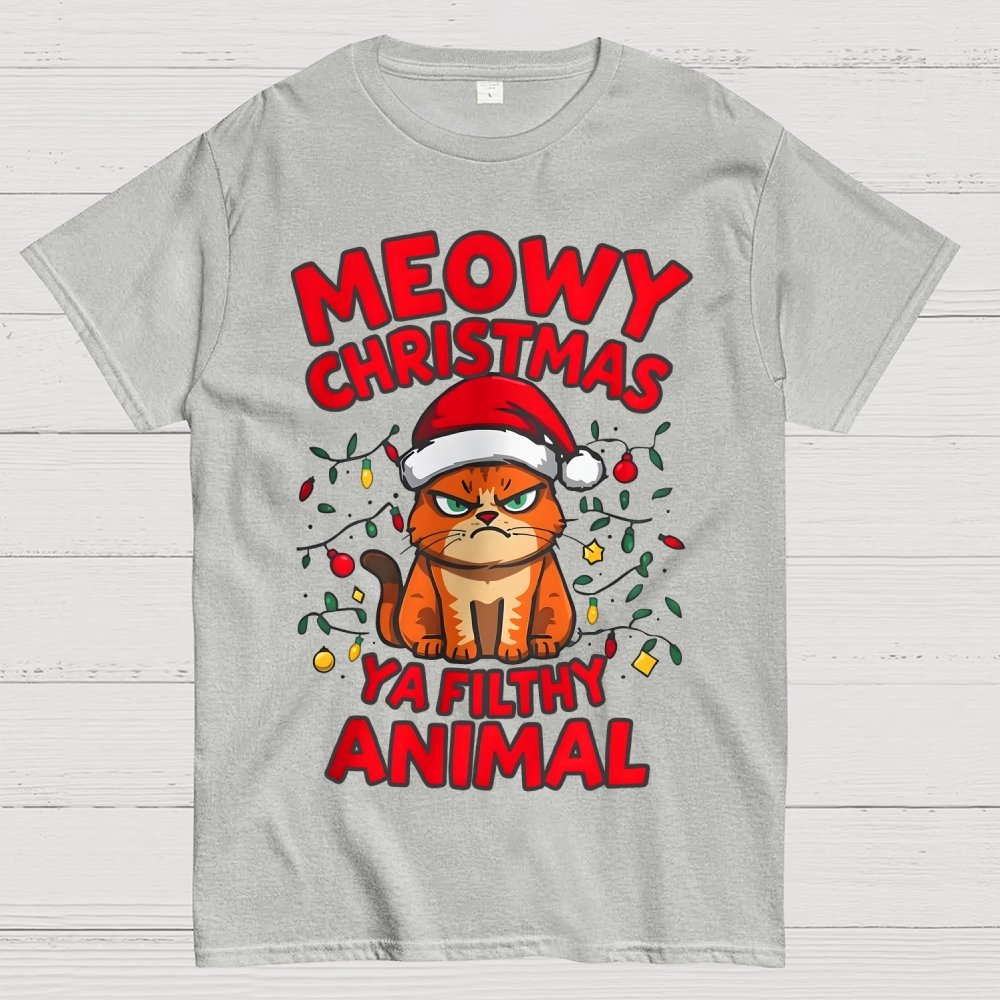 Meowy Christmas Ya Filthy Animal Cat Geek T-Shirt