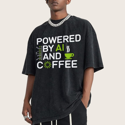 Powered By AI And Coffee Vintage Distressed T-shirt