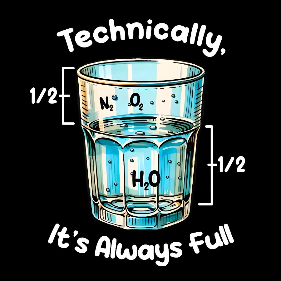 Technically The Glass Is Full Science Geek T-Shirt