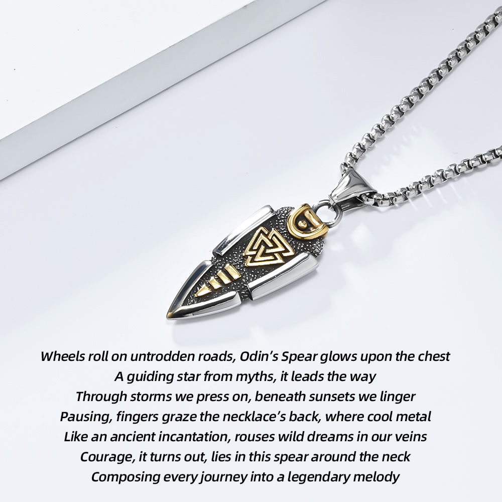 Odin's Spear Stainless Steel Necklace: Badge of the Brave's Journey