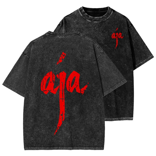 Aja Front And Back Printing Washed T-shirt