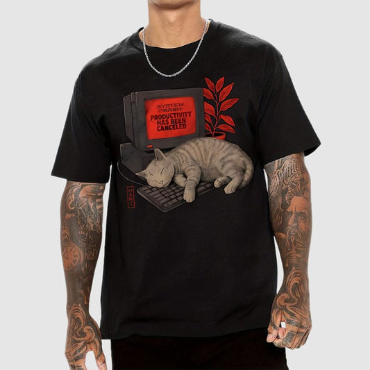 System Crash Cat Geek T-Shirt