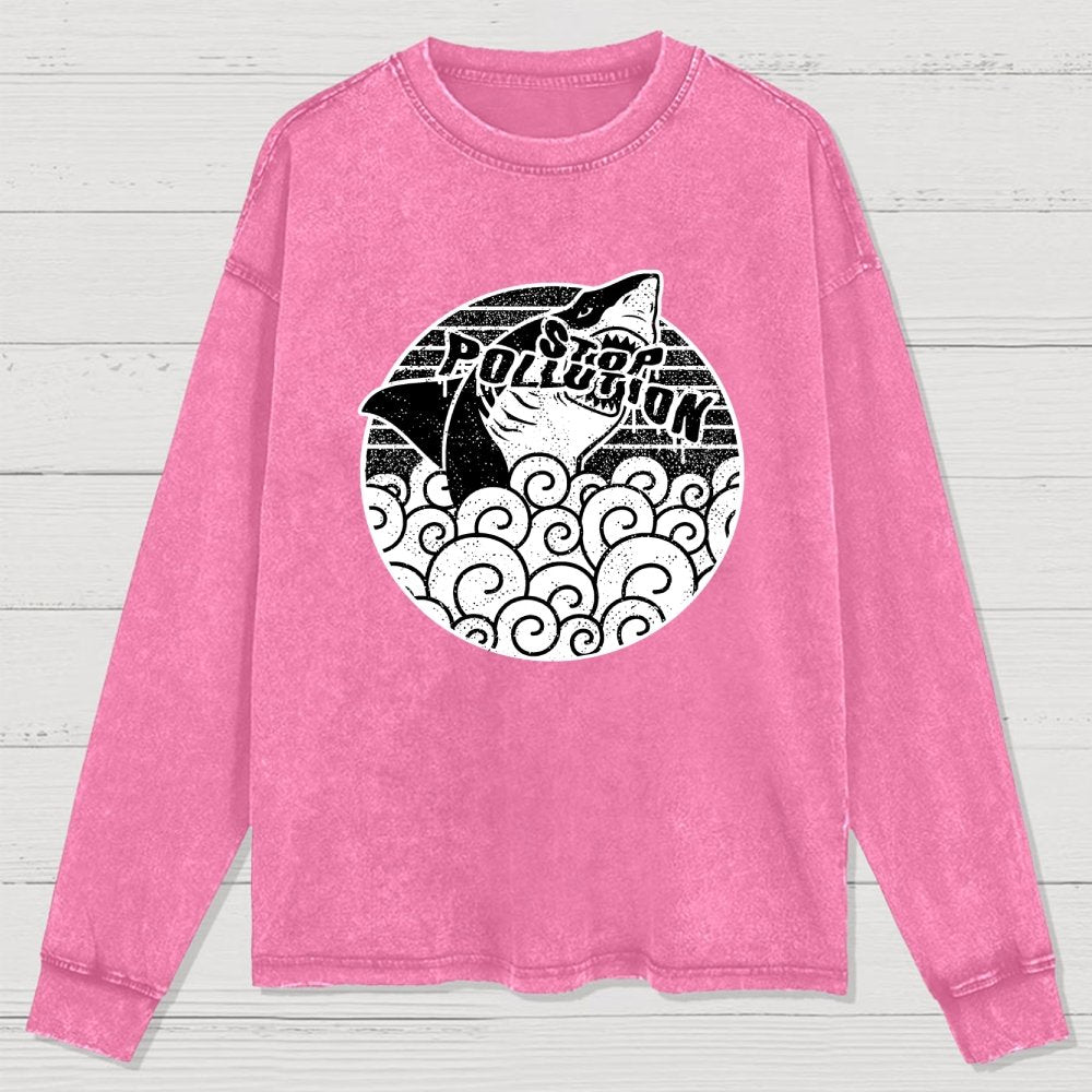 Stop pollution Washed Long Sleeve Tee