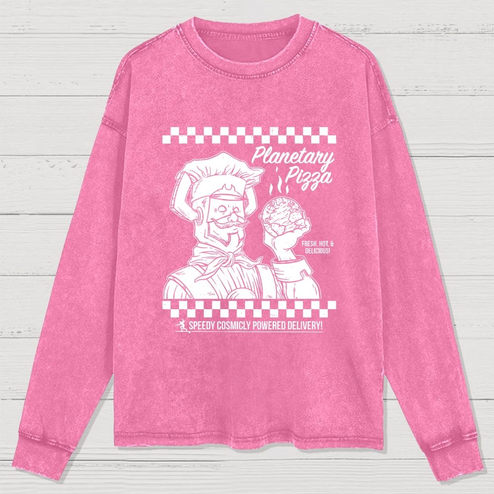 Planetary Pizza Washed Long Sleeve Tee