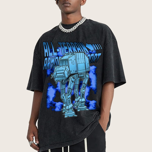 Mega Terrain Mecha Transport Vintage Distressed T-shirt