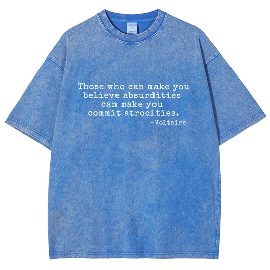 Voltaire Quote: Anti-Violence Politics Vintage Distressed T-shirt 2602000182