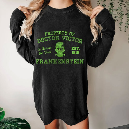 Property of Dr Frankenstein Washed Long Sleeve Tee