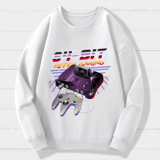 '64-Bit Retro Gaming Geek Cotton Sweatshirt